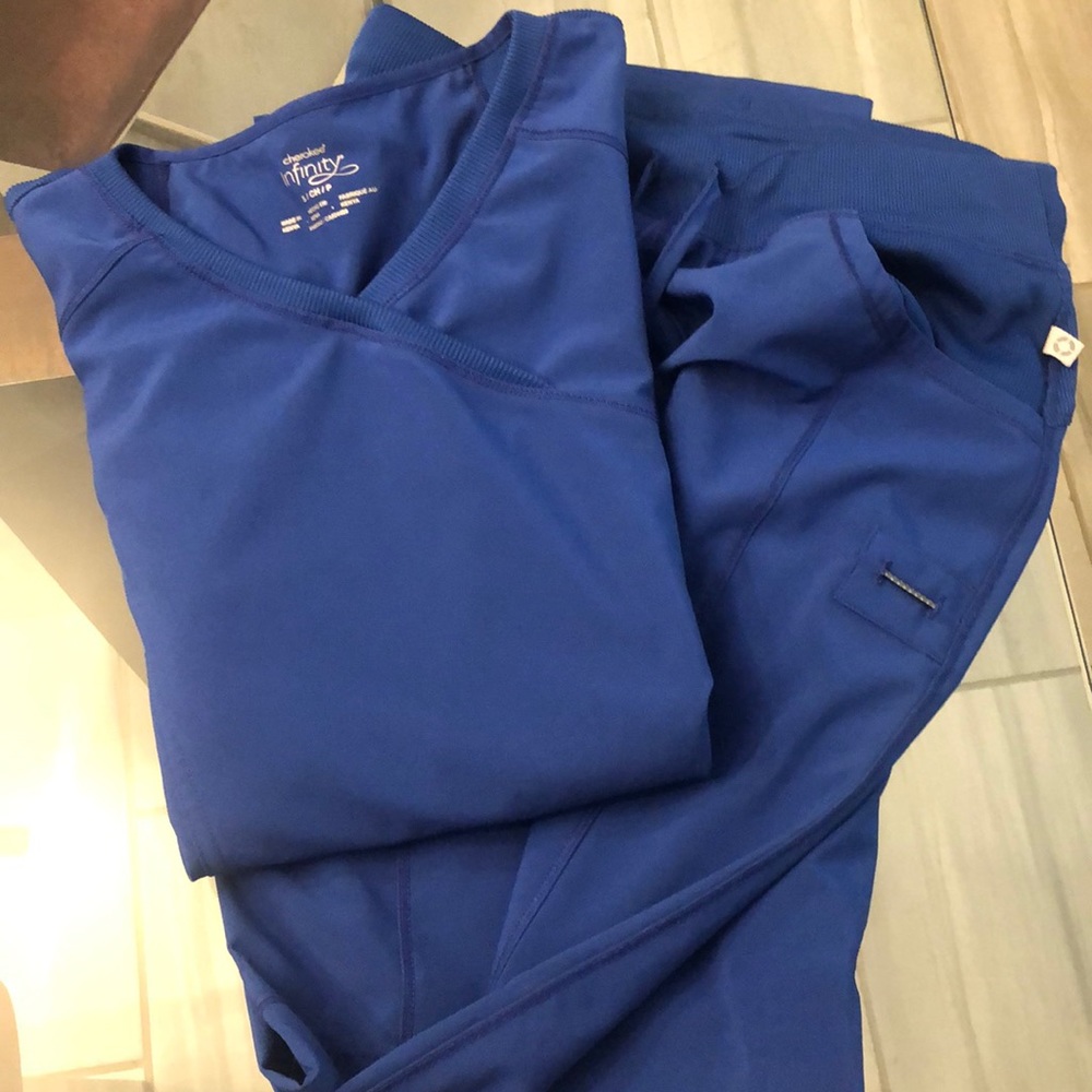 Cherokee infinity galaxy blue scrub set size small